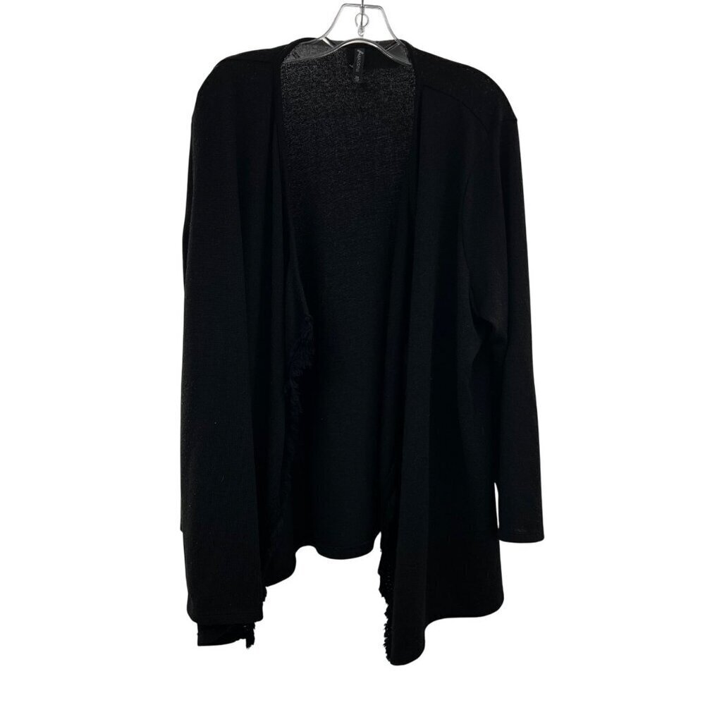 Massini Women's Open Front Cardigan Long Sleeve Black Size 2X Fringe